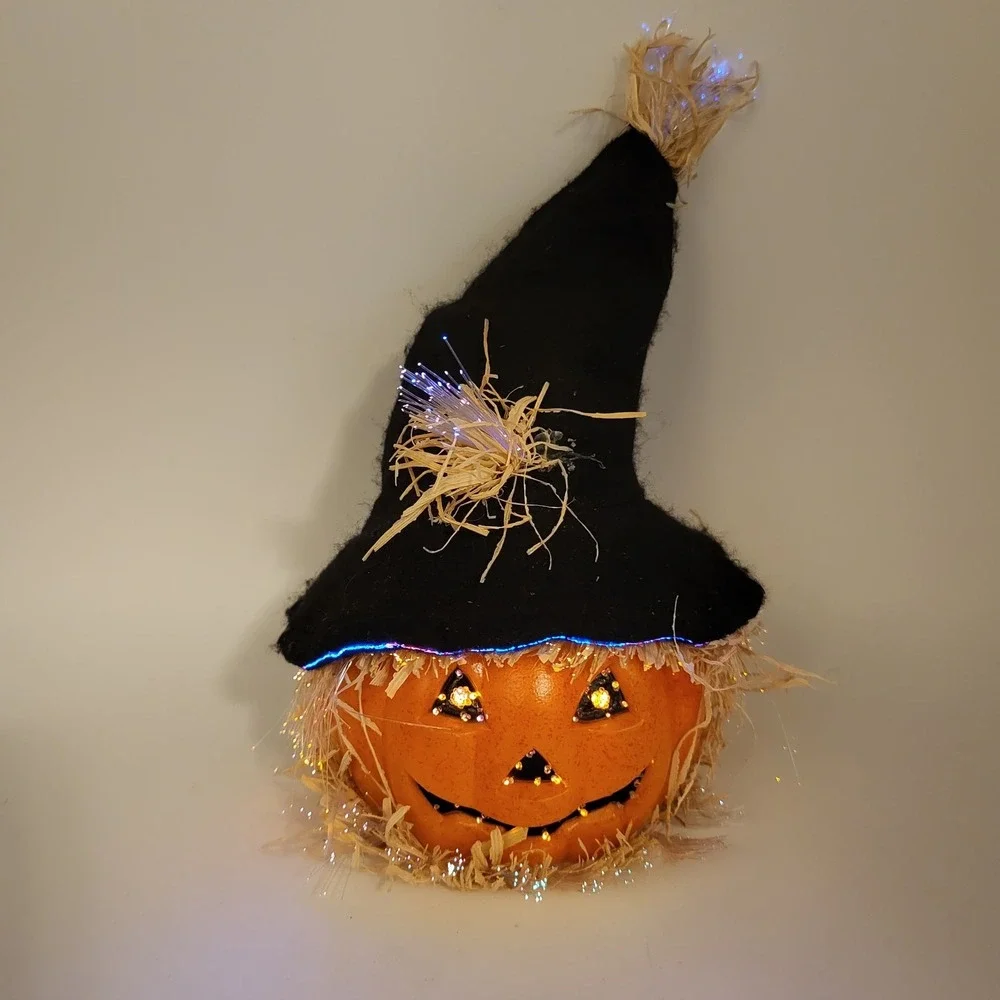 Halloween Scarecrow Pumpkin Light Up Jack O Lantern